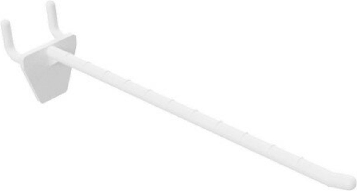 Perfowand Blisterhaak - 15 cm - Enkel - Wit - Kunststof Gaatjeswand Displayhaak