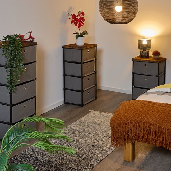 Relaxdays 5 x 60 x 41,5 cm (h x b x d), industriële commode, bruin