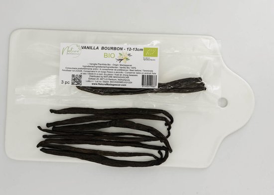 Vanillestokjes - Premium Grade A Bourbon Madagaskar Biologisch - 3 stuks - 12-13 cm - NL-BIO-01