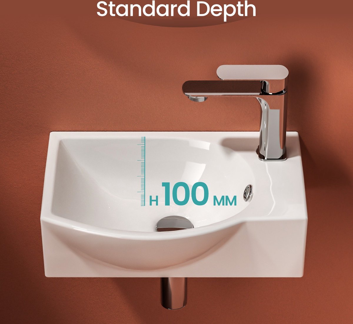 Emke, Waschbecken, Badezimmerwaschbecken 303 x 255 x 120 mm, U-förmig