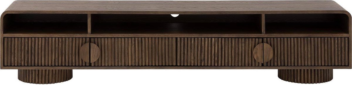 Goossens Tv Meubel Melani, 4 Deuren 3 Open Vakken 210 Cm Breed - Hout Bruin