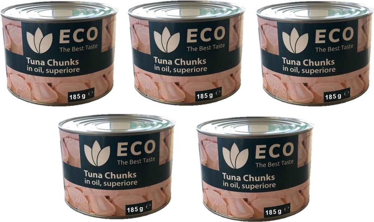 Eco Multipak ingeblikt tonijn stukken 5x 185 gram