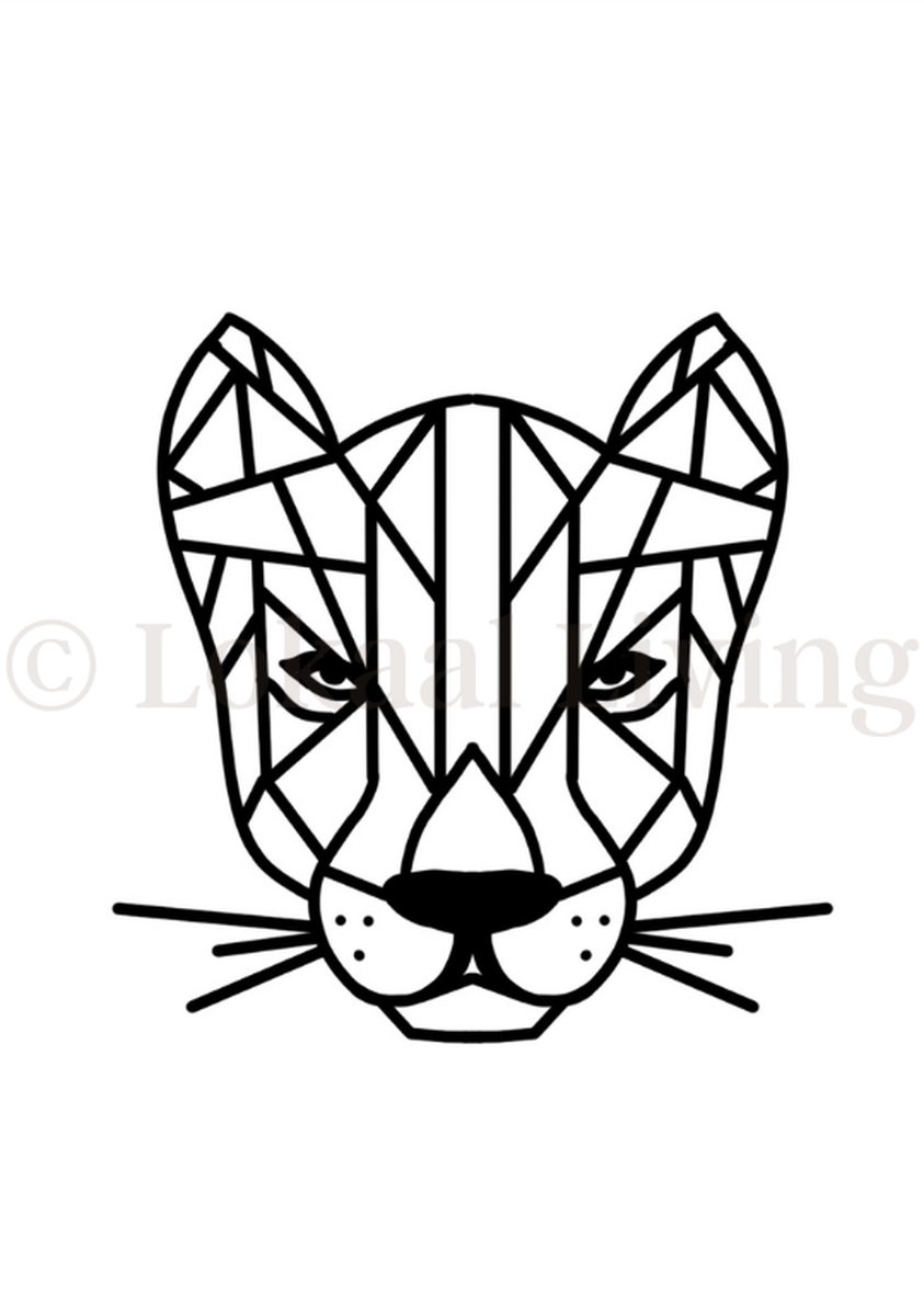Lokaal Living - a4 poster - geometrische panter - zwart wit
