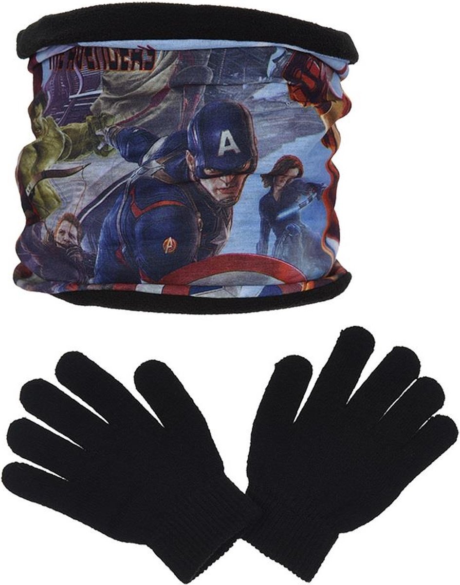 Avengers - Colsjaal Marvel Avengers + handschoenen - zwart - One size (3-6 jaar)