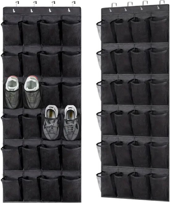 Étagère à chaussures Nivard - Banc à chaussures - Système de rangement Chaussures pour femmes - Organiseur de porte - Zwart