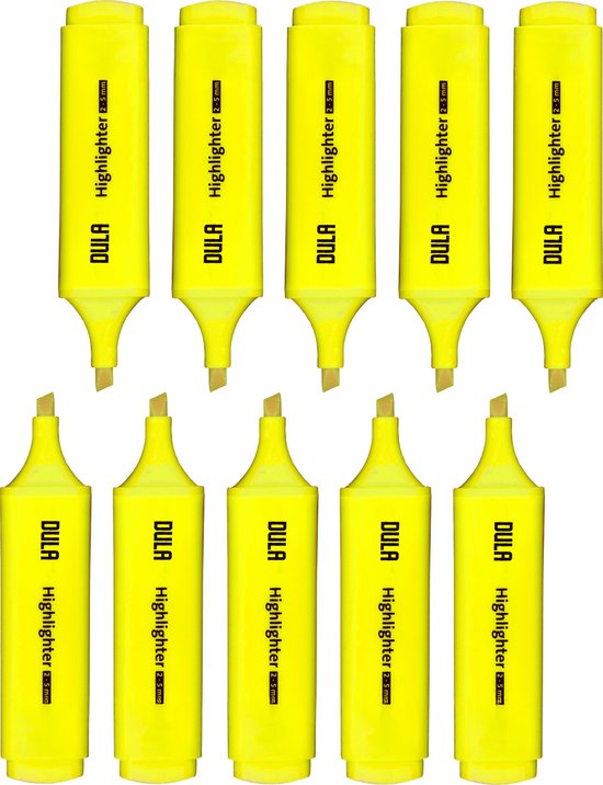 DULA Markeerstiften geel - Markeerstift - Fluostiften - Markeren - 10 stuks
