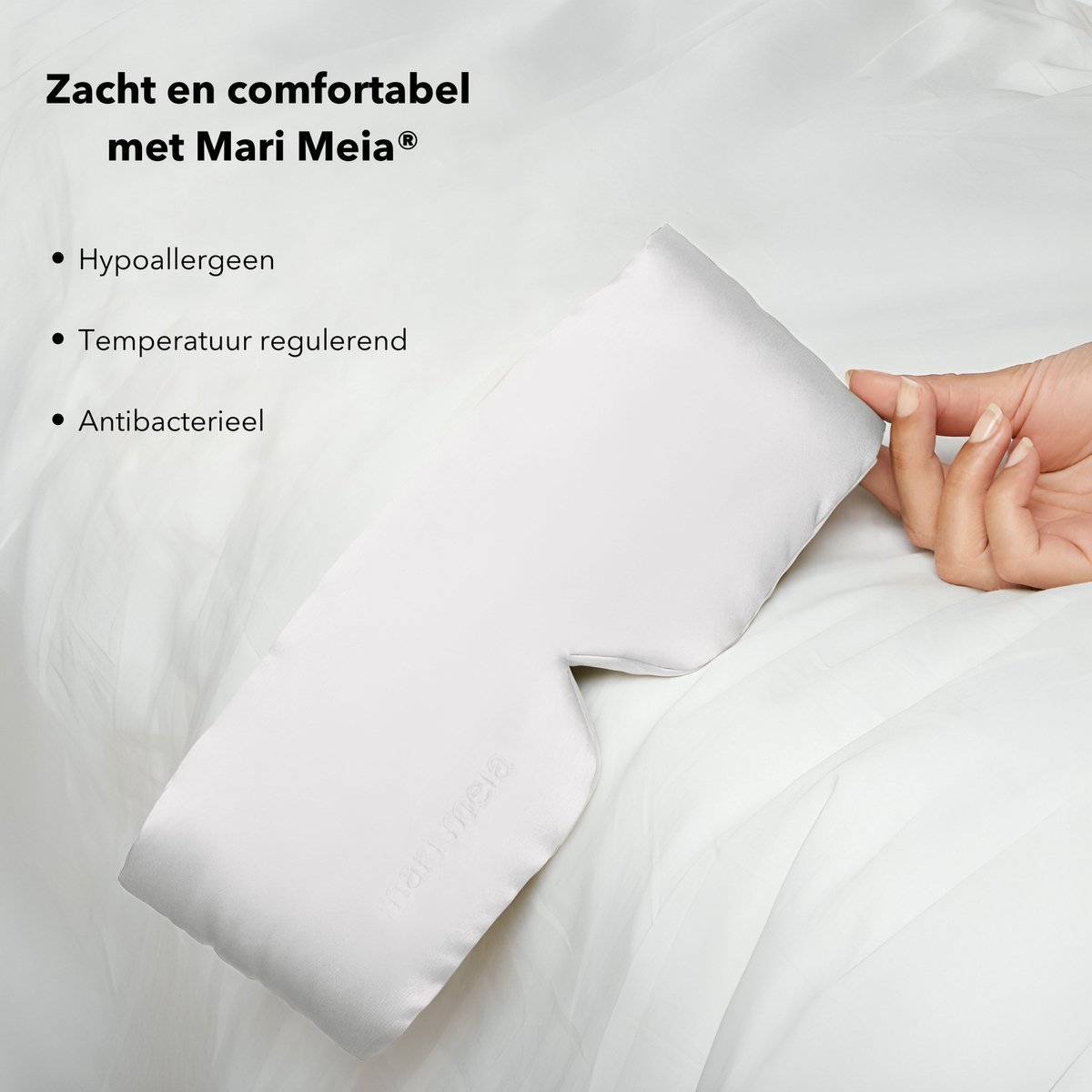 Mari Meia® Zijden Slaapmasker – Oogmasker – Anti Rimpel – 23 Momme - Zijde – 100% Verduisterend – Full Cover - Hypoallergeen - Wit — afbeelding 4
