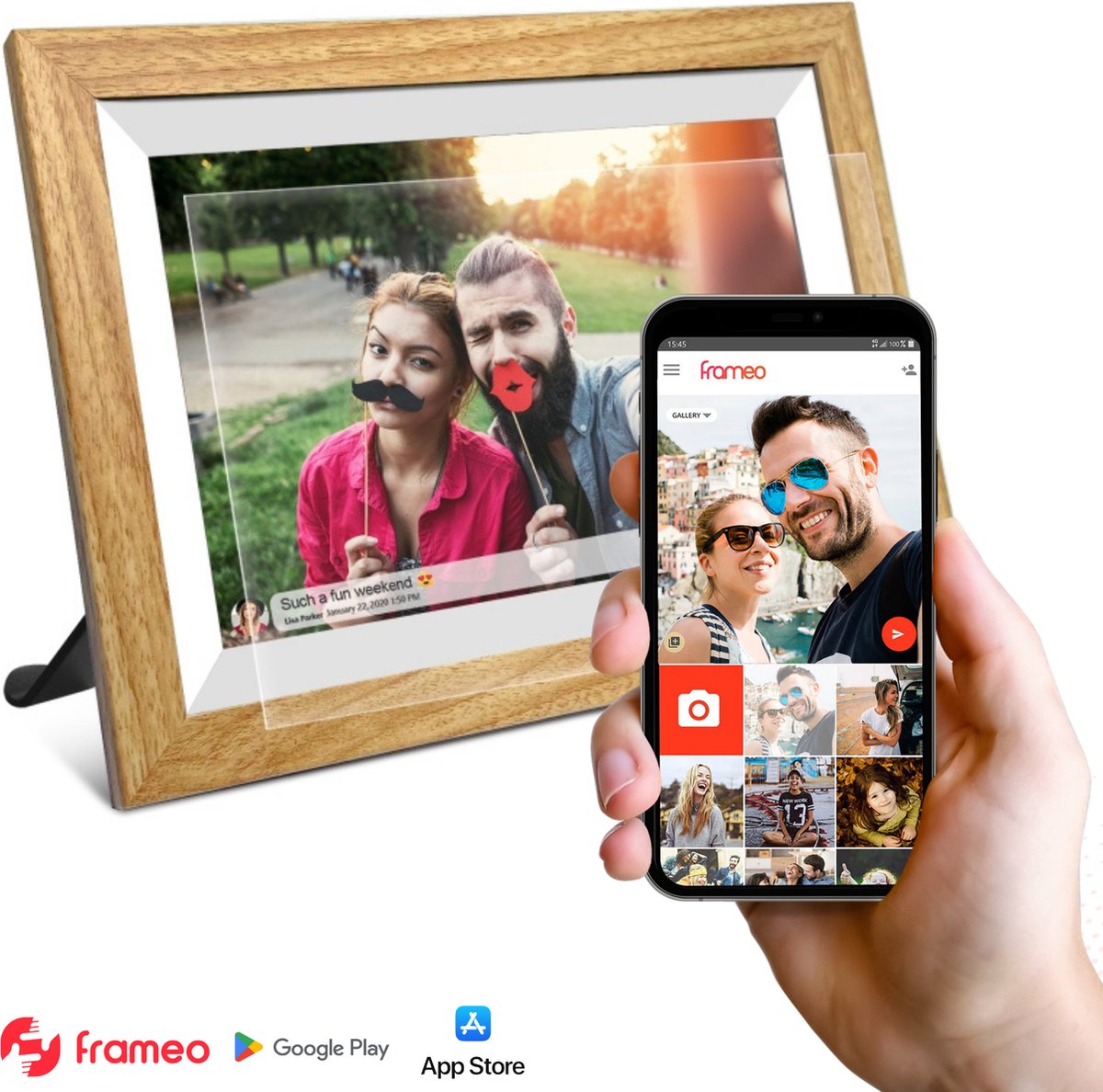 Duraful Digitaal Fotolijstje HD - 10.1 Inch - Houtkleur - - Duraful® - €64,99