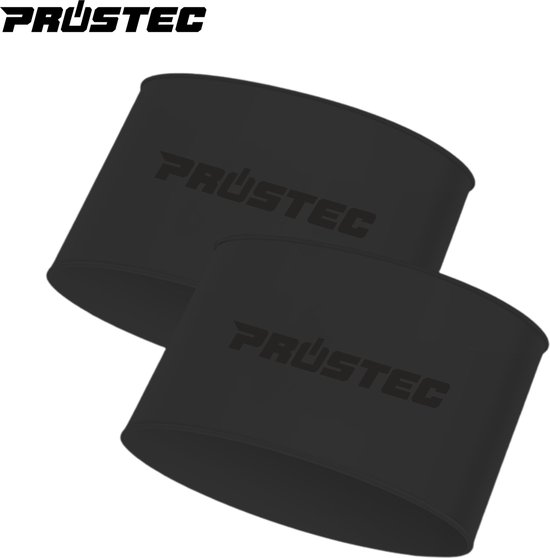 Twee zwarte Prostec sokophouders, met het Prostec logo erop.