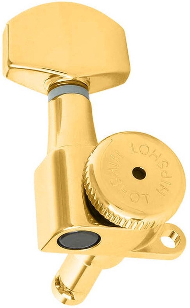 Hipshot HS6K1EN0G guitar tuner upgrade kit, 6 inline classic, 10mm post hole, closed gold