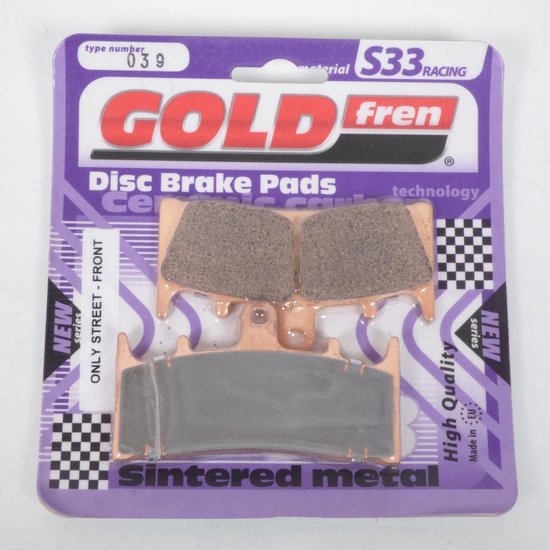 Plaquettes de frein Gold Fren S33 Racing en métal fritté pour Suzuki. Nouvelle série, haute qualité, avant.