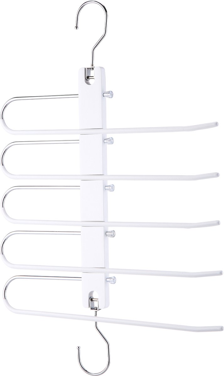 Behave Ruimtebesparende Kledinghanger - Kledinghangers - Kapstok - Broekhanger - Antislip - Wit - 5 Haken