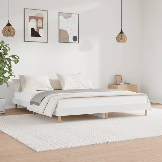 VidaXL Bedframe 180x200 Cm Wit Hout Houten Bed Frame Tweepersoons vidaxl-bedframe-180x200-cm-wit-hout-houten-bed-frame-tweepersoons