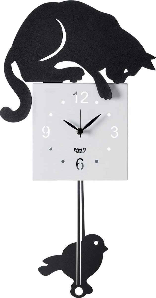 Wandklok met slinger Kat -- modern design