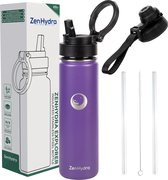 COKTIK Geïsoleerde RVS Waterfles - 32 Oz (ca. 1 Liter) Met 3 Deksels (rietje, Tuit, Flip) | Lekvrij, Lichtgewicht, 12 Uur Warm / 24 Uur Koud
