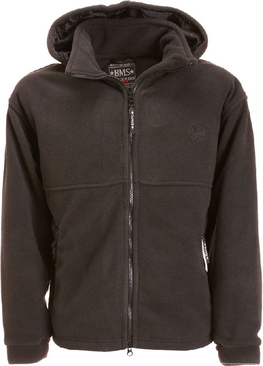 BMS Fleece Windsmoother-jassen met capuchon, zwart