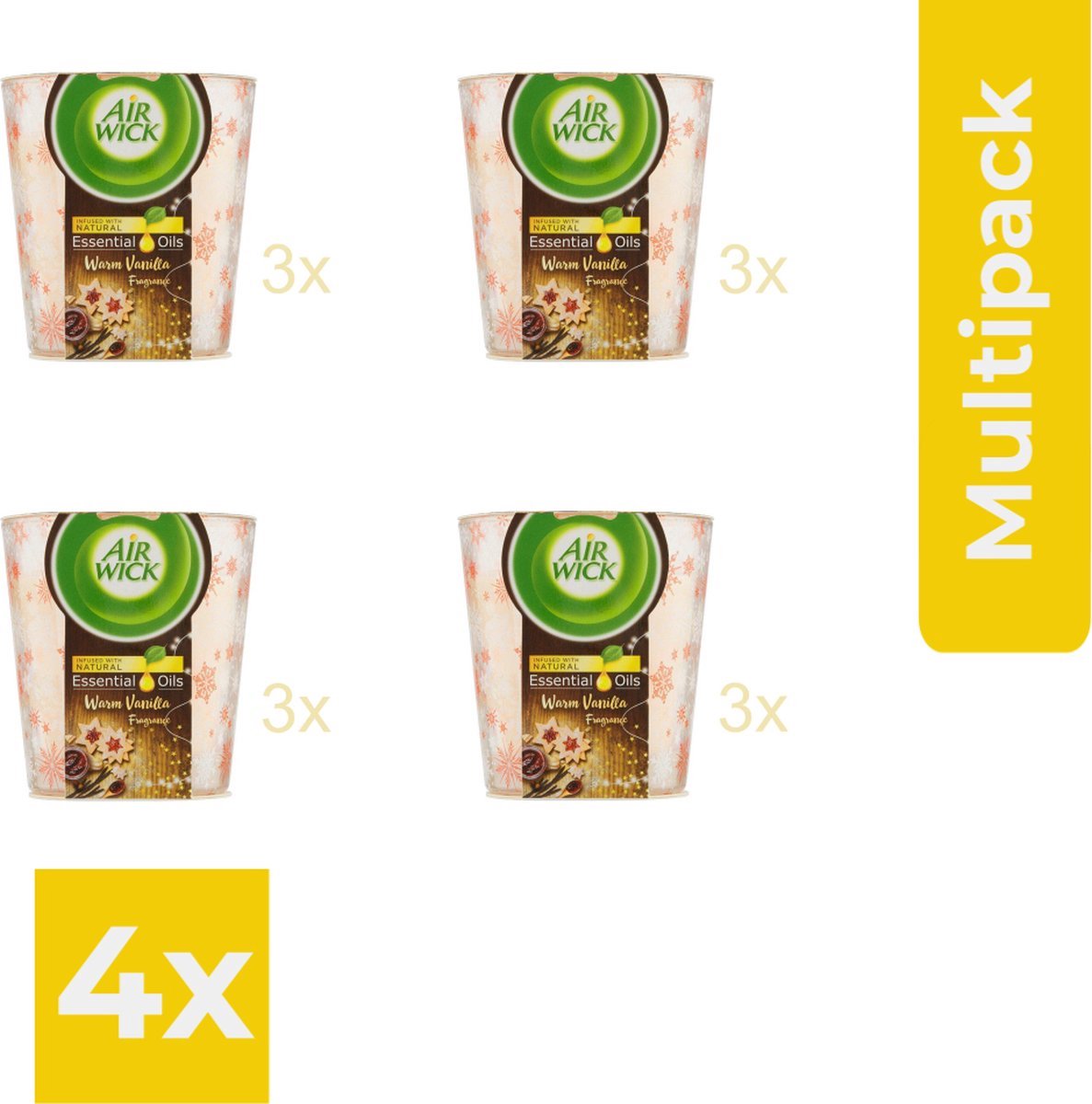 Air Wick Airwick Geurkaars - Essential Oils - Hemelse Vanille - 6 x 105 gram - Voordeelverpakking 4 stuks Beigebruin