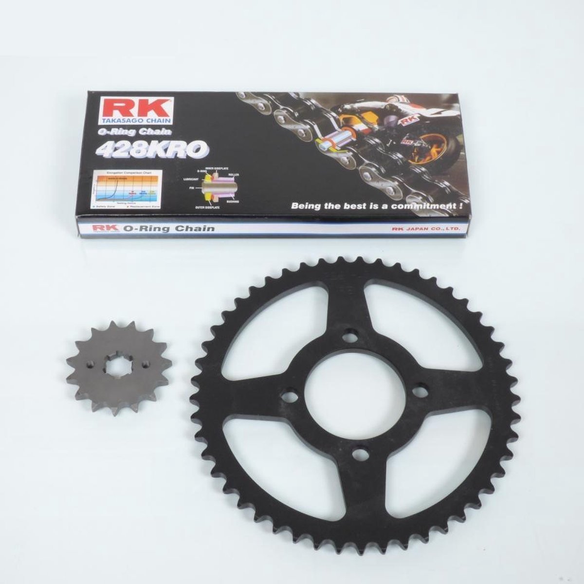 kettingset france uitrusting voor motor yamaha 125 dtlc 1982 tot 1983 15x49 steek 428 Ø62mm nieuw