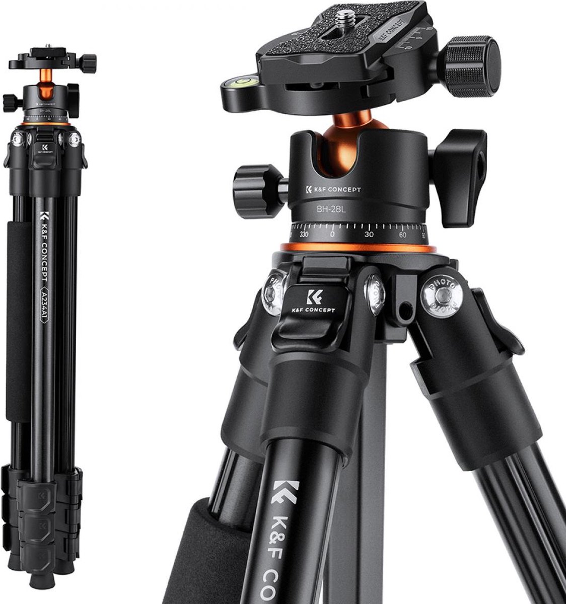 K&F Concept statief A234A1+BH-28L balhoofd reisstatief tripod foto video camera