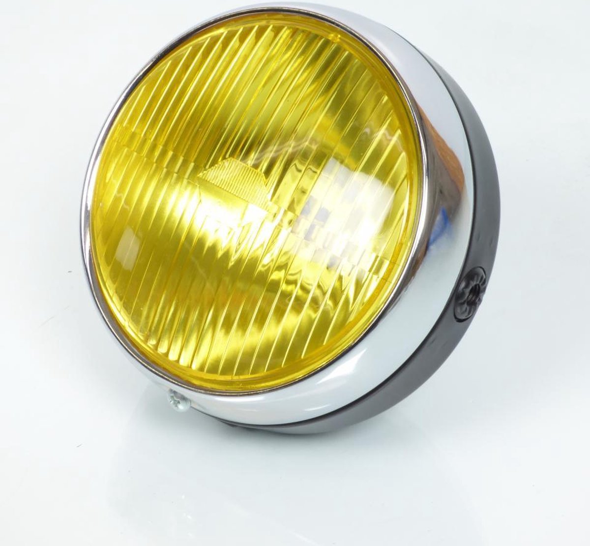 Optique phare avant jaune rond Ø140mm métal noir Guia pour mobylette Peugeot 103