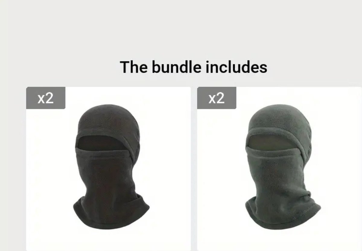 Bovista Winter Masker Balaclava Ski Mask Ski Masker Bivakmuts Full Face Mask 2x + 2x Zwart