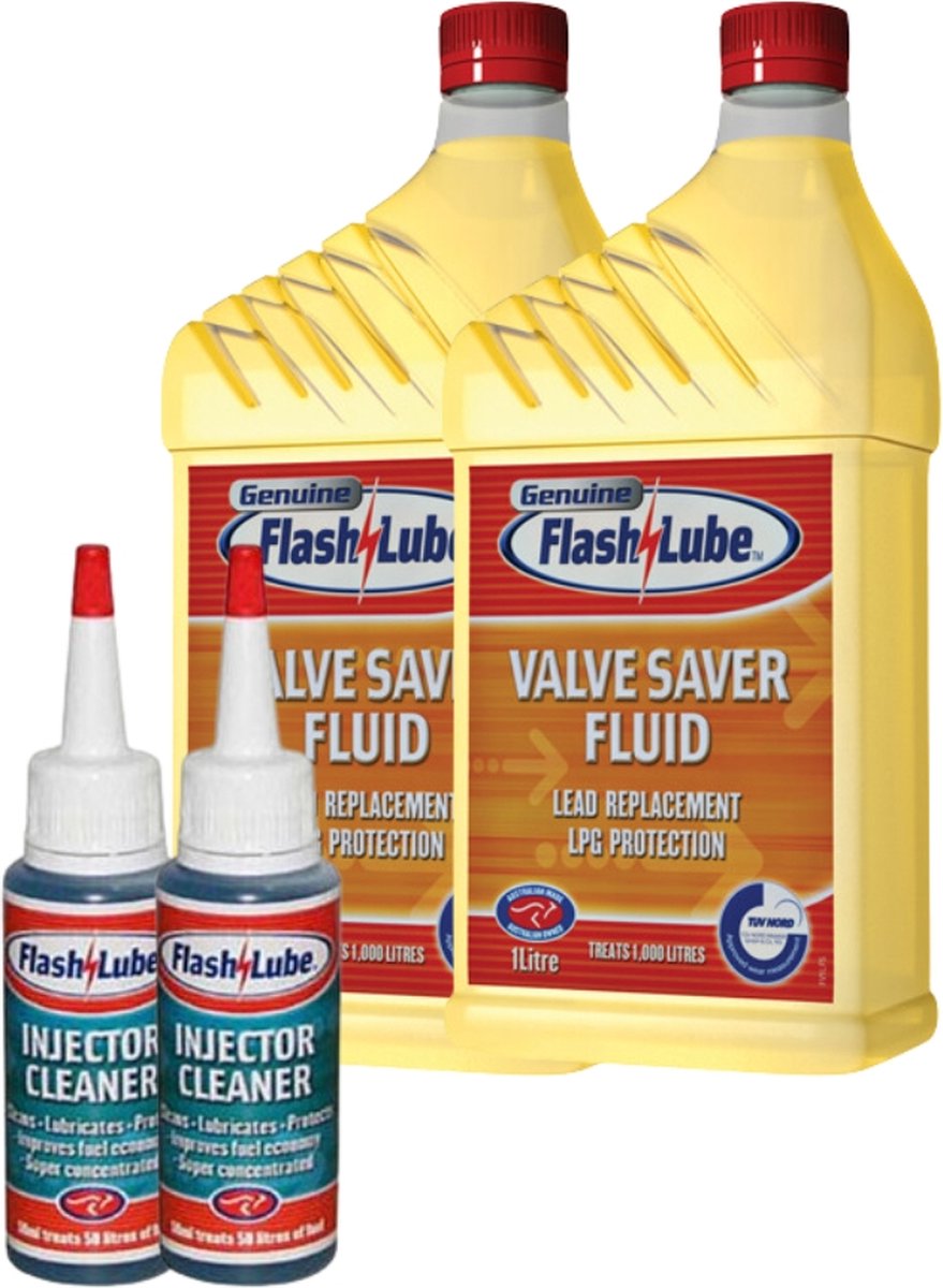 2 Flashlube Valve Saver's Fluid + 2 Injector Cleaner's - Voordeelverpakking