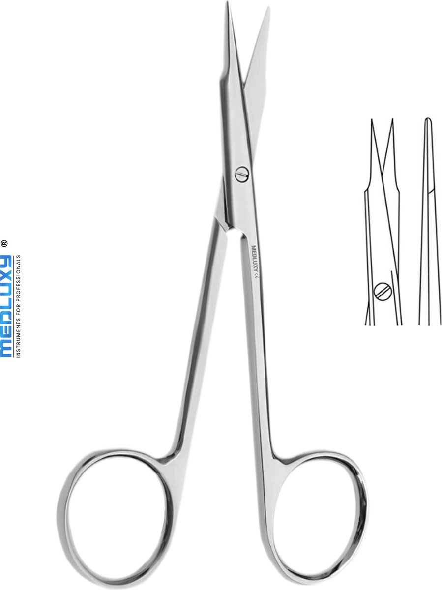 Goedkoopste Medluxy - Weefselschaar Stevens - Recht - Scherp / Scherp punt - 11 cm - EHBO Verpleegkunde Verbandschaar - Nagelriemschaar Wenkbrauwschaar - tenotomie