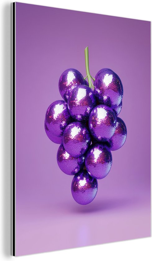 Tableau aluminium 30x40 cm - Décoration murale métal - Raisin - Disco - Glitter - Violet - Décoration murale métal salon - Décoration industrielle - Photo sur dibond - Accessoires industriels chambre