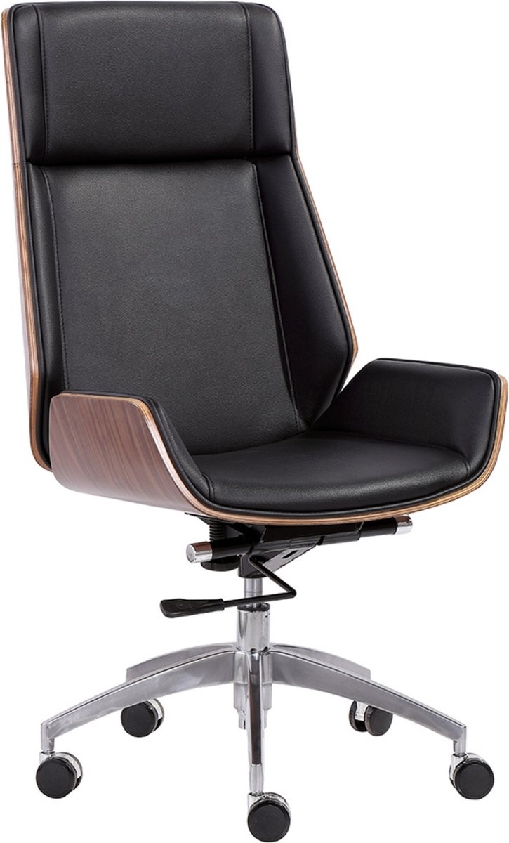 OHNO - Rotterdam - Leatherlook Bureaustoel - Zwart, Bruin - Draaibaar - Verstelbaar