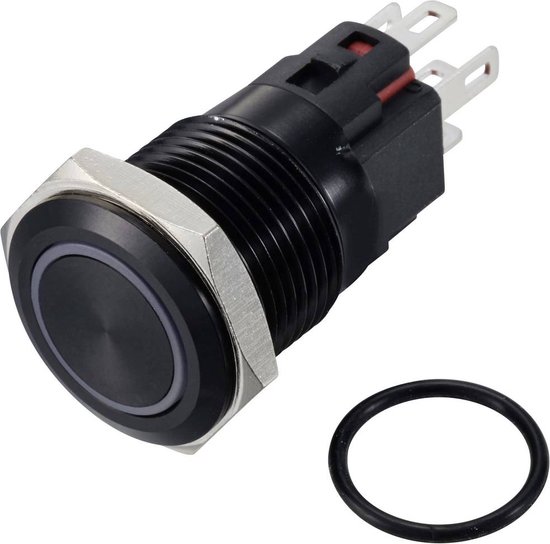 APIELE 2 stuks 16 mm momentane drukschakelaar, 250 V AC 5 A 12 V 36 V DC 2 A 1 NO SPST, aluminiumlegering uitstekende waterdichte momentary drukknop schakelaar, auto huis apparaat knop schakelaar