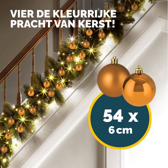 Boules de sapin de Noël en plastique couleur cuivre ensemble de 54 pièces