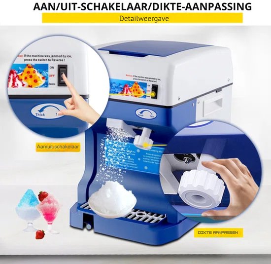 Professionele Ijs Schaafmachine - 120kg/u - 250W - Blauw - Duurzaam - Compact van Pro — afbeelding 3