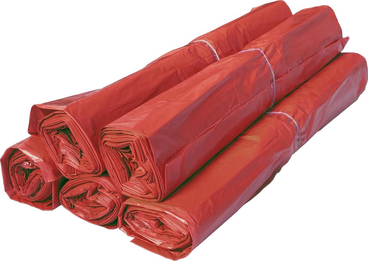 Goedkoopste Afvalzak HDPE 58x100 cm T23 Rood rol 25 x 20 stuks