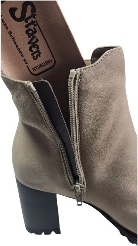 Stravers - Bottes Chelsea confortables et tendance à talon - Taille 42 - Beige/Gris - Bottines Grandes Tailles