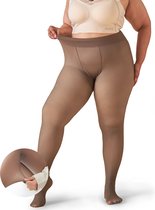 Enzo Lucci Thermo Fleece Panty voor Dames – Plus Size – Gevoerd & Corrigerend – legging – Maat M-L– Hoge Taille - Bruin