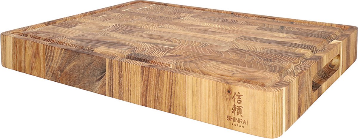 Shinrai Knives - Luxe Snijplank - Premium Teakhout - 40 x 30 x 4.5 cm - Duurzaam en Stijlvol Design - Broodsnijplank Hout - Hakblok
