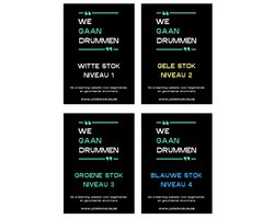 Compleet pakket 4 drumles boeken - Drumles via de LeonDrums Methode - Leer drummen met kleuren