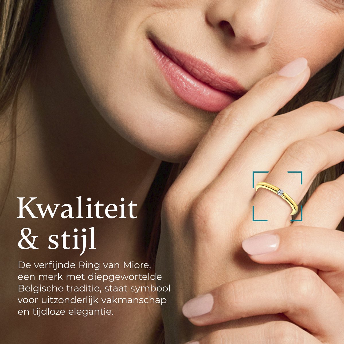 Miore Pure ring 14 karaat geelgoud diamant rond – afbeelding 3