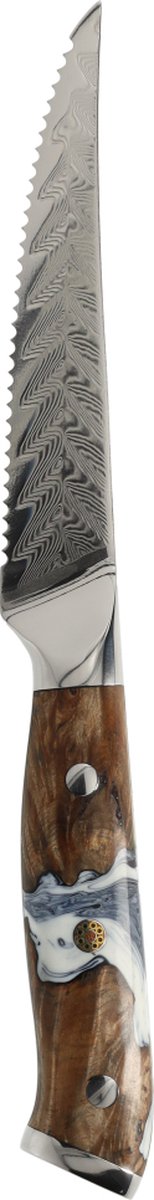 Shinrai Knives - Eclipse Series - Damascus Steakmes - 13 cm - Vlijmscherp - Luxe Cadeaubox - Ergonomisch Design - Vleesmes - Koksmes - Keukenmes
