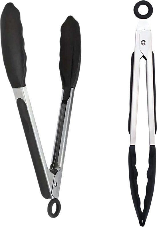 Antusias® ProServe Collection - Pinces de Cuisine - Pinces à Griller, Pinces à Barbecue - Acier Inoxydable - Siliconen - 30 cm - Cuisson et Pâtisserie - Pince à Viande Durable