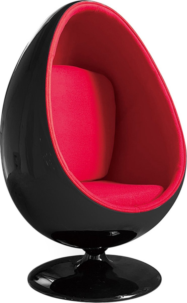 OHNO - York - Ei/Egg Lounge Stoel - Zwart, Rood - Zachte zitting
