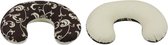 Voedingskussen 80 cm | Bruin met crème blaadjespatroon en beige