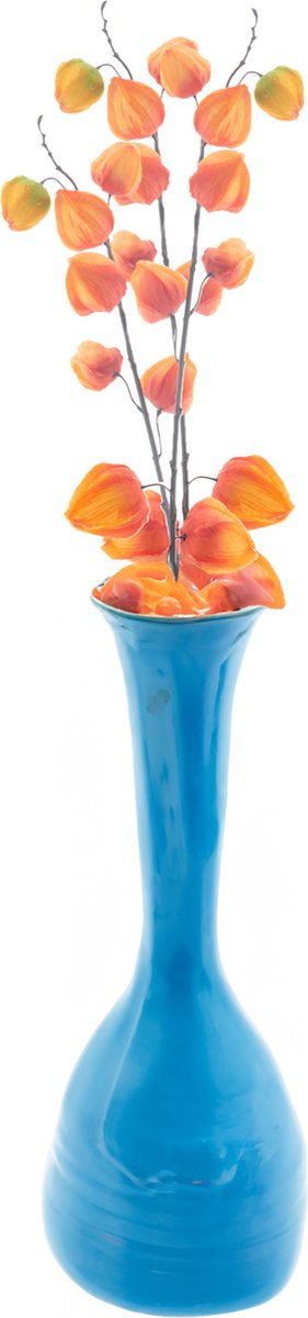 Bellatio Design Kunstbloem Lampionplant/physalis tak - 3x - 73 cm - oranje - zijde bloemen - Kunst herfst takken