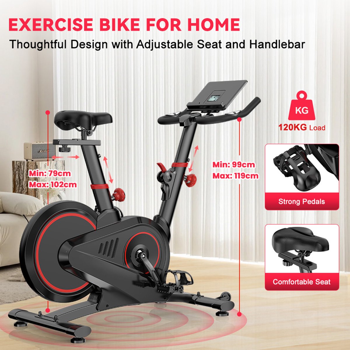 Magnetische Hometrainer met 12 KG Vliegwiel - afbeelding 2