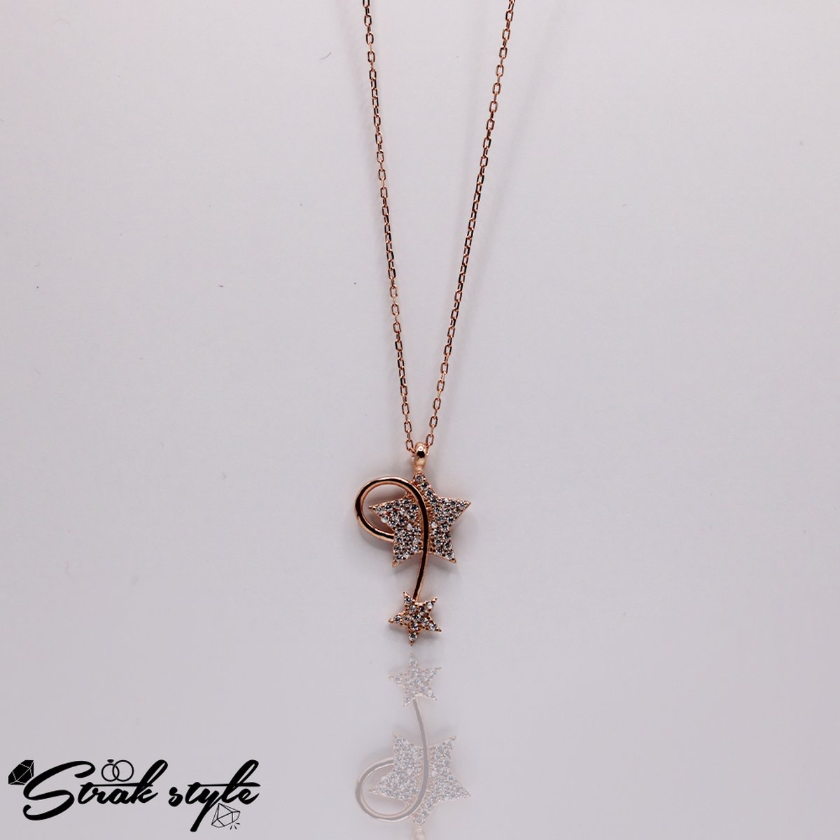 925 Sterling Zilveren Ketting met Dubbel Ster Ontwerp – Dames Ketting – Anti-Aanslag – Elegant & Tijdloos Cadeau