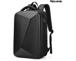 MyLucinda® - Laptop Rugzak Heren 15.6 Inch - Waterdichte Hard Shell - Uitbreidbaar & Anti-Diefstal - USB Opladen - Zakelijke Reistas - Zwart