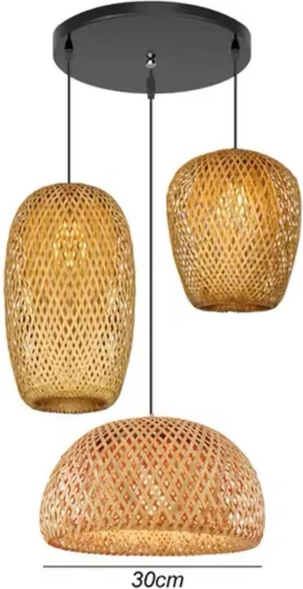 Bamboe Hanglamp - Natuurlijk - Rotan Handgeweven rieten lamp - E27 fitting - Verlichtingsarmaturen - Hanglamp