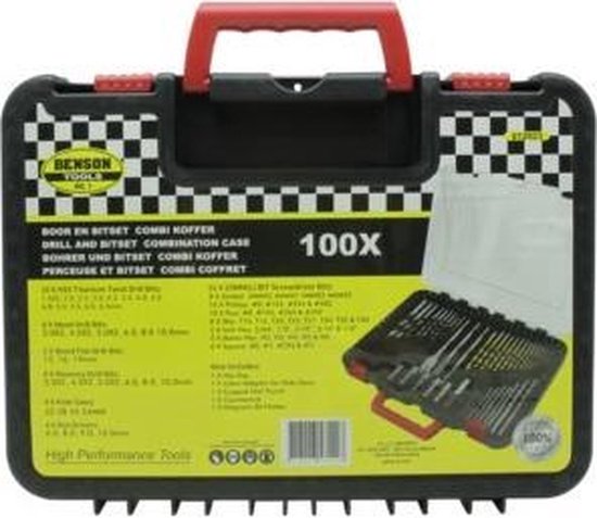 Jeu d'embouts et de forets - jeu de forets - jeu d'embouts - jeu de scies cloches - dans un coffret combiné de 100 pièces