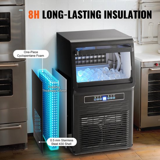 EML STORE IJsblokjesmachine - IJsmaker - 70Lbs/24H - 36 Ijsblokjes In 15 Minuten - 31 kg ijs per 24 uur - Met Waterslang en IJsschep - Zwart — afbeelding 3