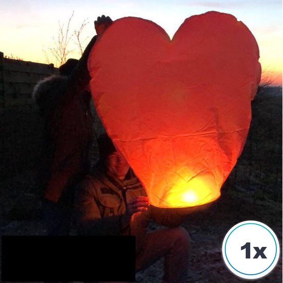 Volanterna® – 1 Luxe Rode Hartvormige Wensballon – Vliegende Papieren Lantaarn – UFO Ballon – Zweeflantaarn – Wens Ballon – Oudste Geregistreerde Nederlandse Merk – Conform Nederlandse Strikte Regelgeving